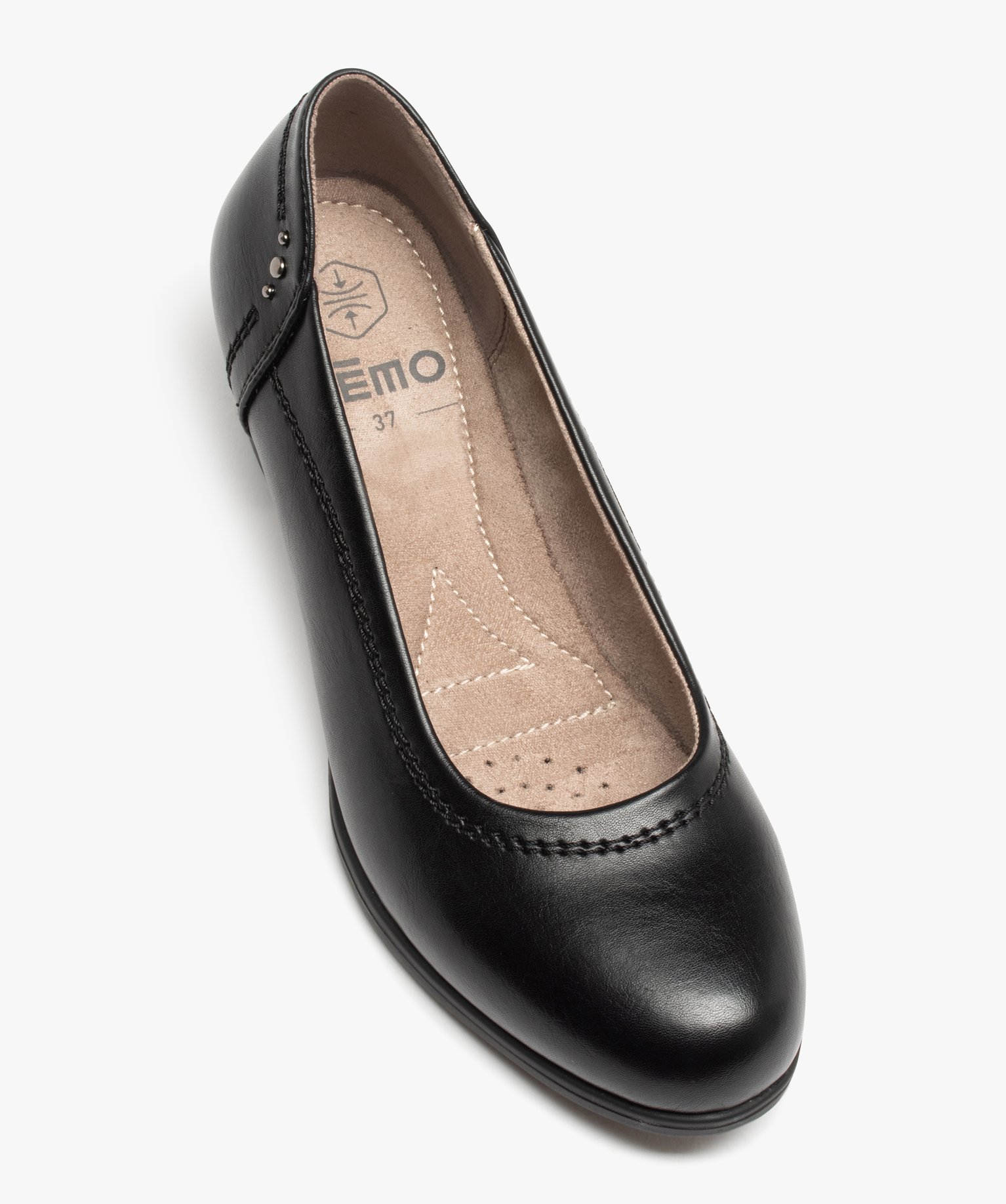 Escarpin confort à bout rond et petit talon femme noir | GEMO