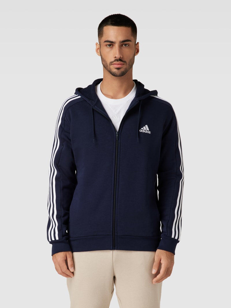 Sweatjacke mit Kontraststreifen in dunkelblau