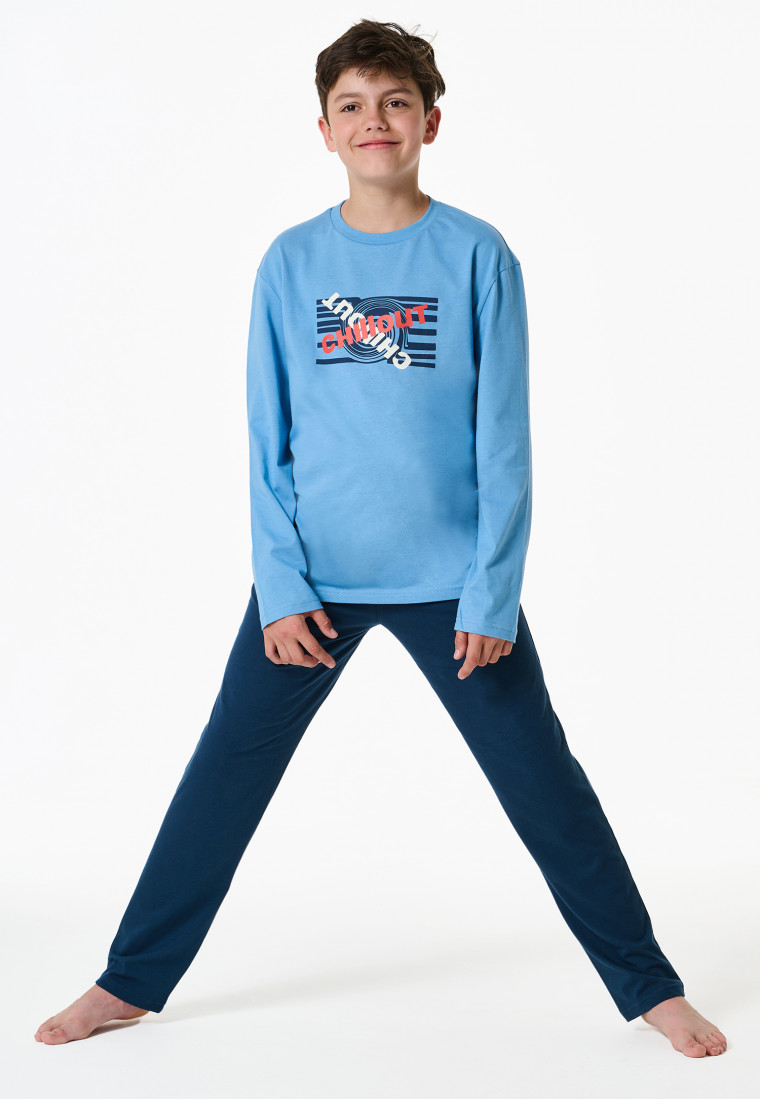 Schlafanzug lang Chillout hellblau - Nightwear