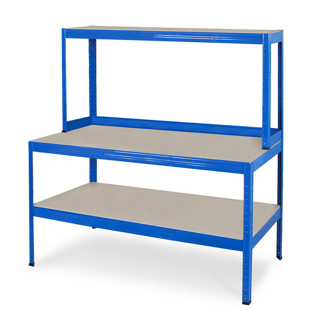 BRB Werkbankregal mit Regalaufsatz und Regalboden Gesamtmaße BxTxH 1500 x 600/300 x 1500 mm