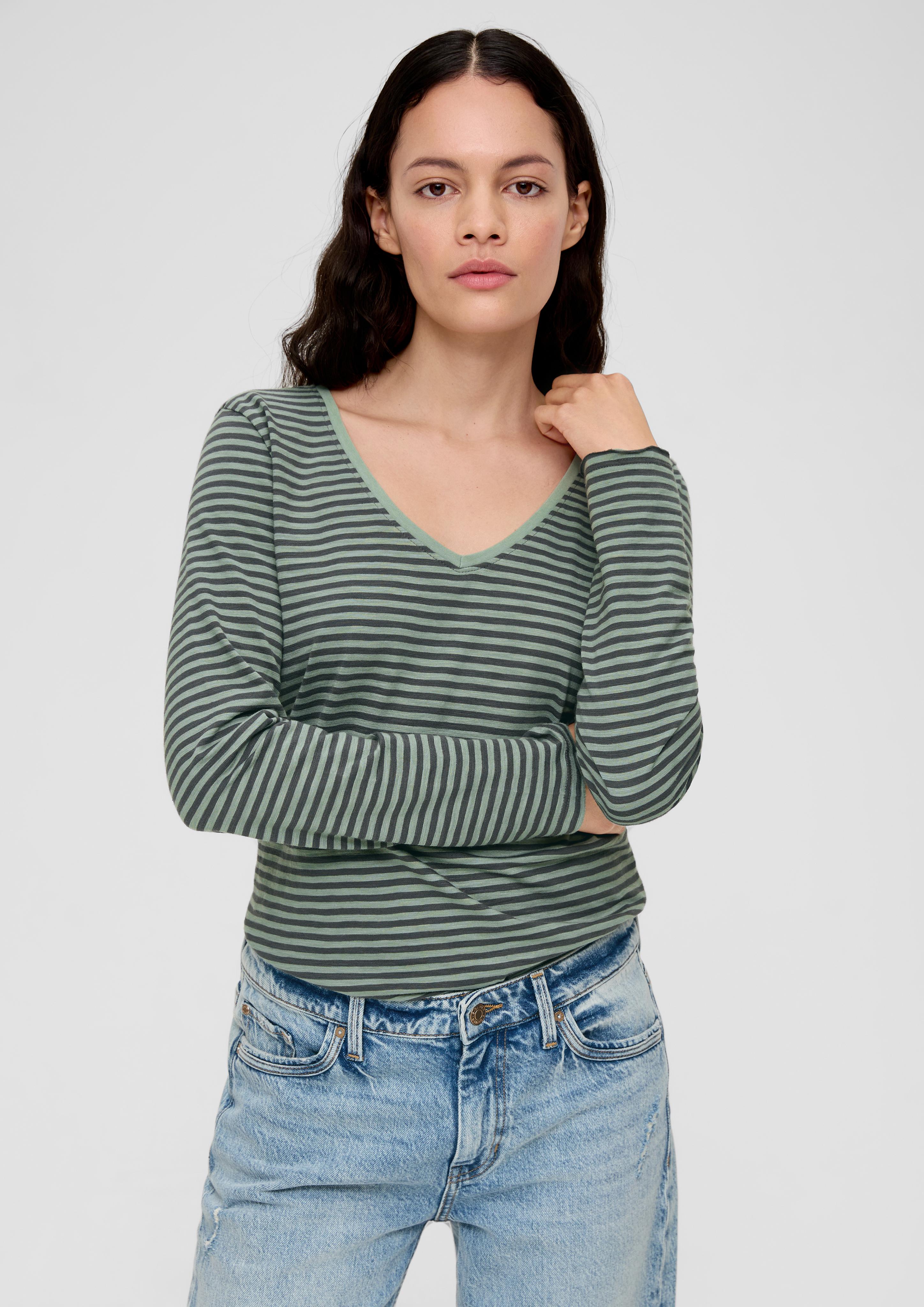 Gestreiftes Longsleeve mit Rollsaum  2135958-72H2