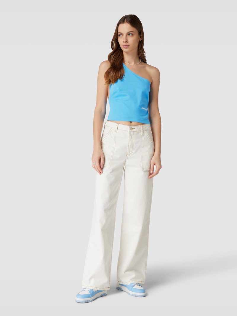 Crop Top mit One-Shoulder-Träger in bleu