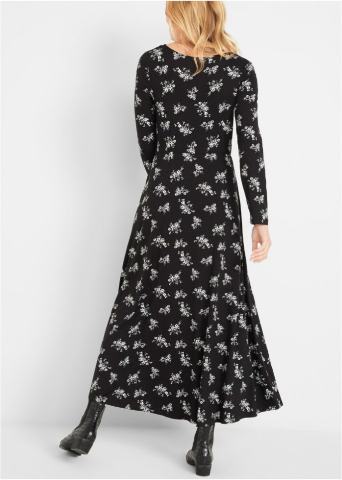 Bedrucktes Maxikleid, langarm