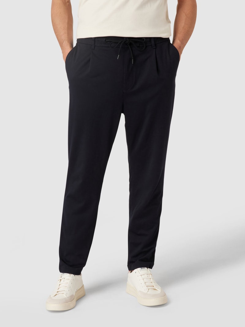 Tapered Fit Lounge-Hose aus Viskose-Mix Modell 'Skay' in marineblau