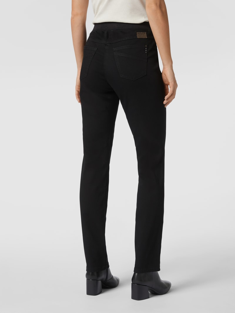 Slim Fit 5-Pocket-Jeans mit elastischem Bund - 'Super Dynamic' in schwarz