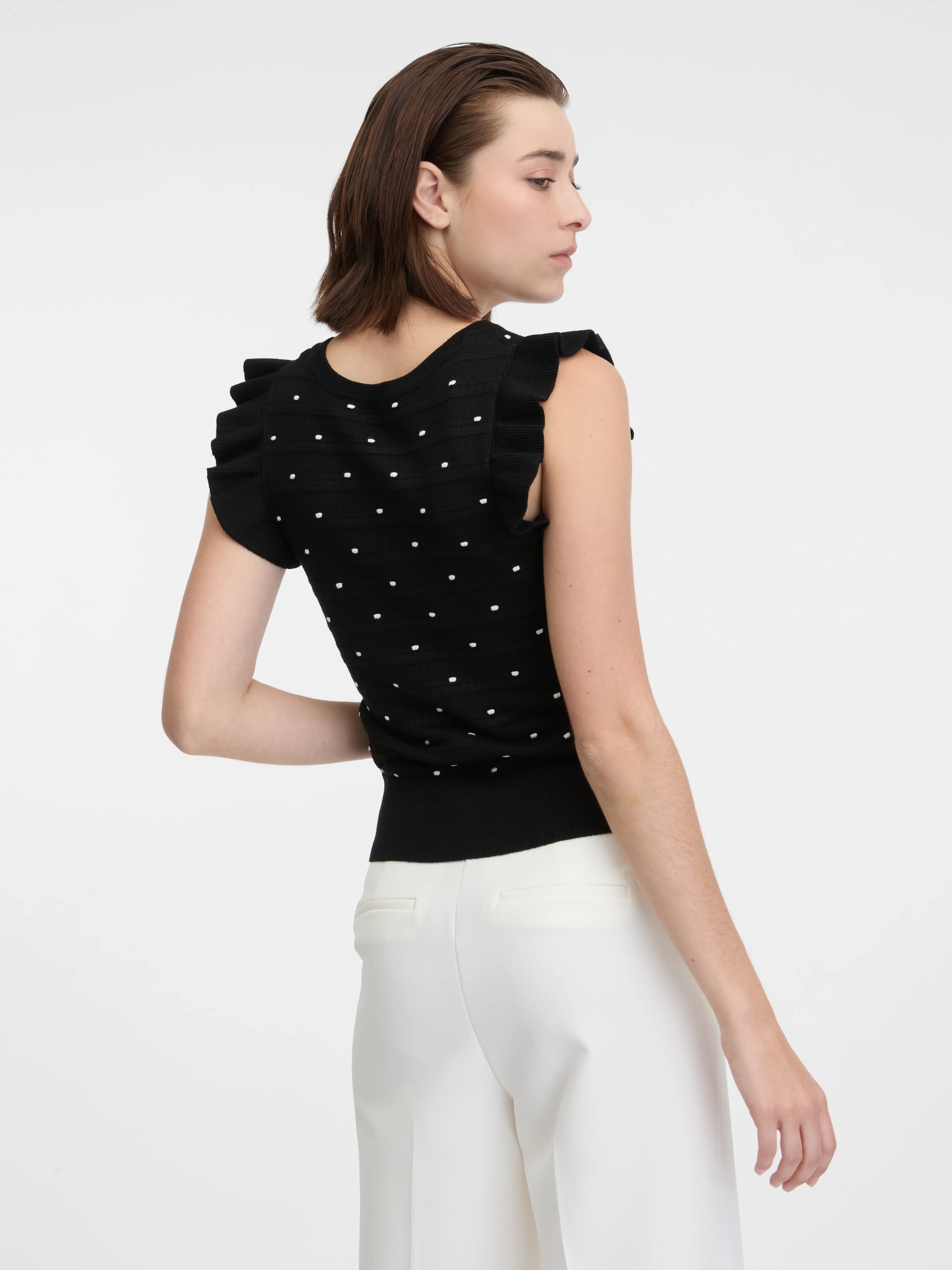 Schwarzes Damen-Polka-Dot-Pullover-Shirt ORSAY