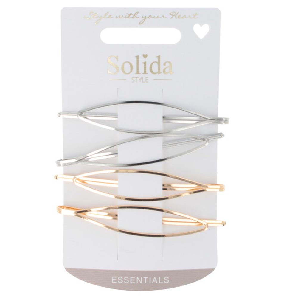 Solida Haarklemme Oval Gold-Silber 4 Stück