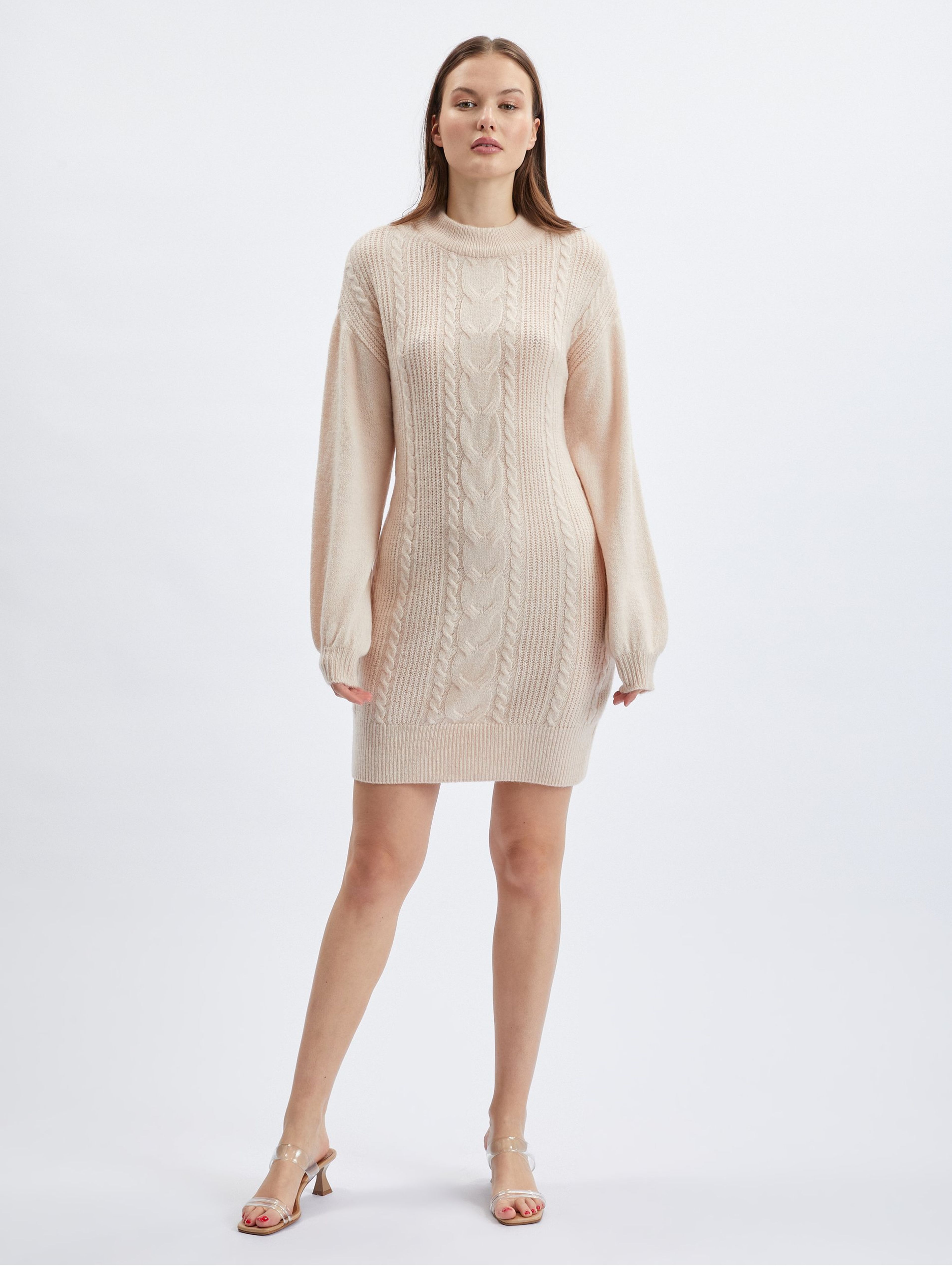 Beigefarbenes Damen-Pullover-Kleid ORSAY