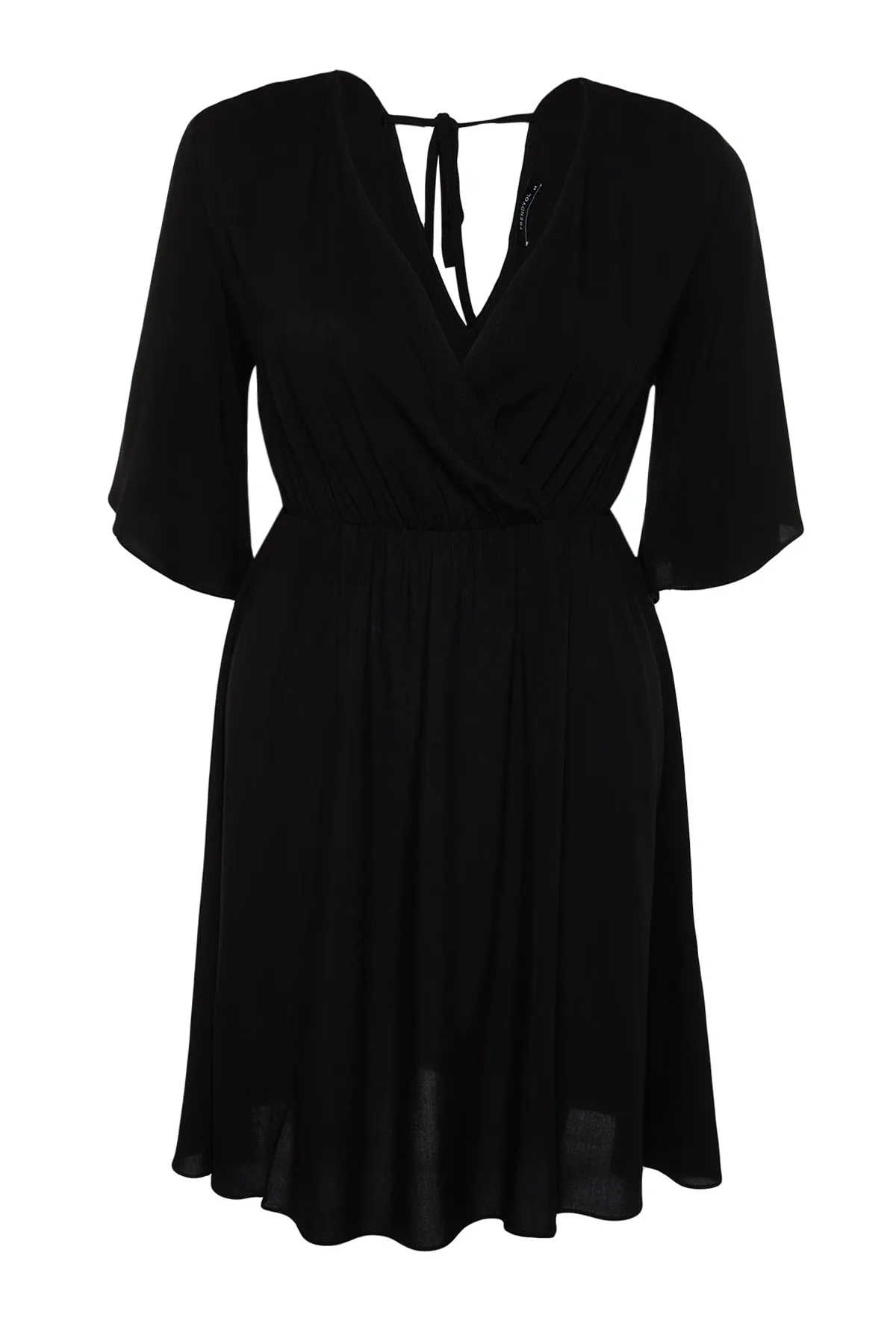 Trendyol Curve  Schwarzes gewebtes zweireihiges Kleid mit Verschluss TBBSS22EL0540