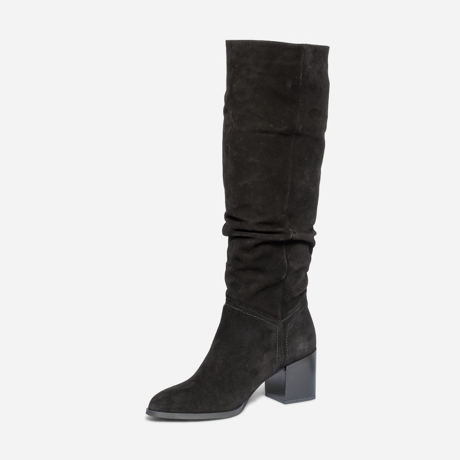 Botte TEXTO en cuir velours éco-conçu à tige plissée