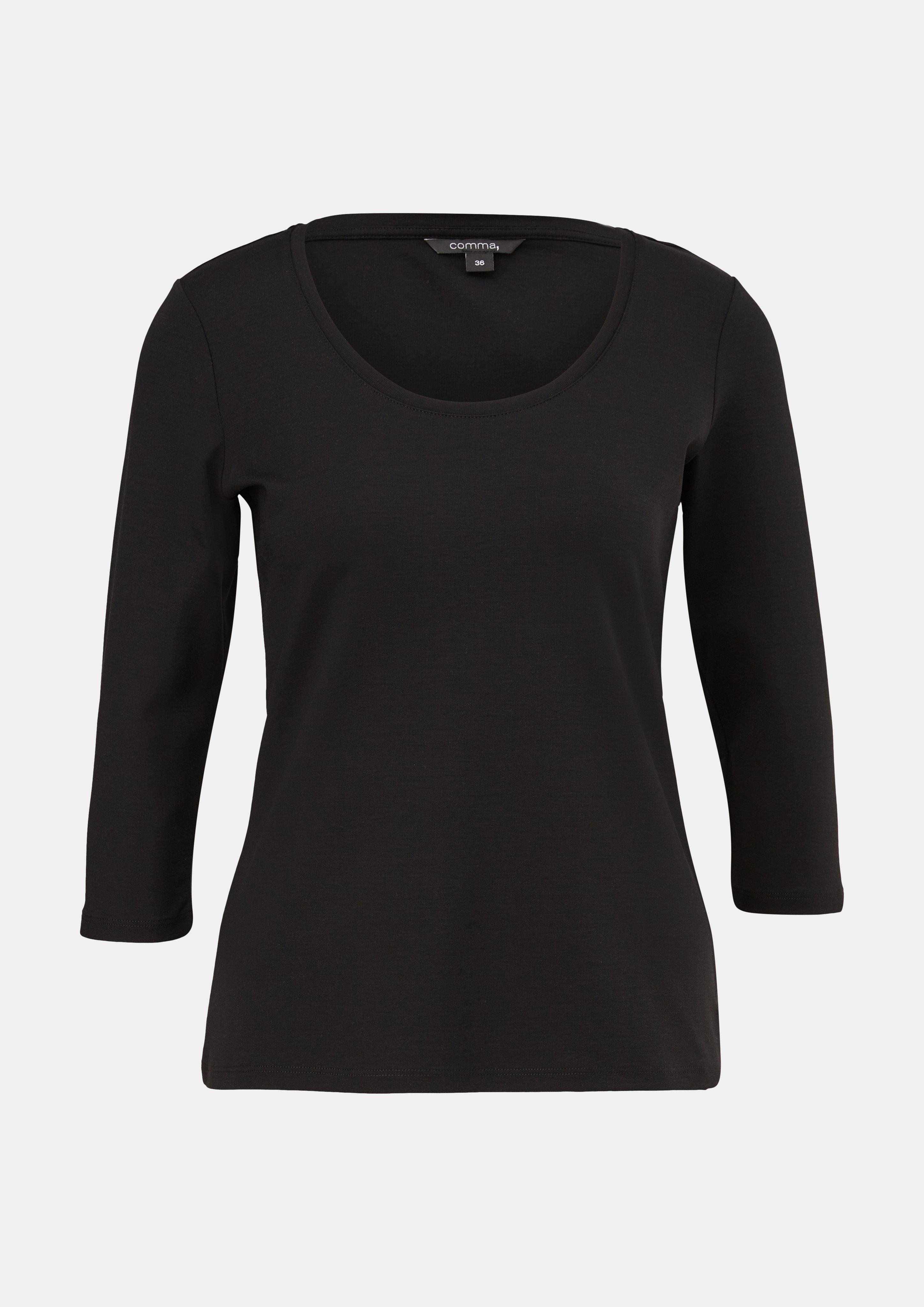 3/4-Arm-Shirt aus Jersey - schwarz