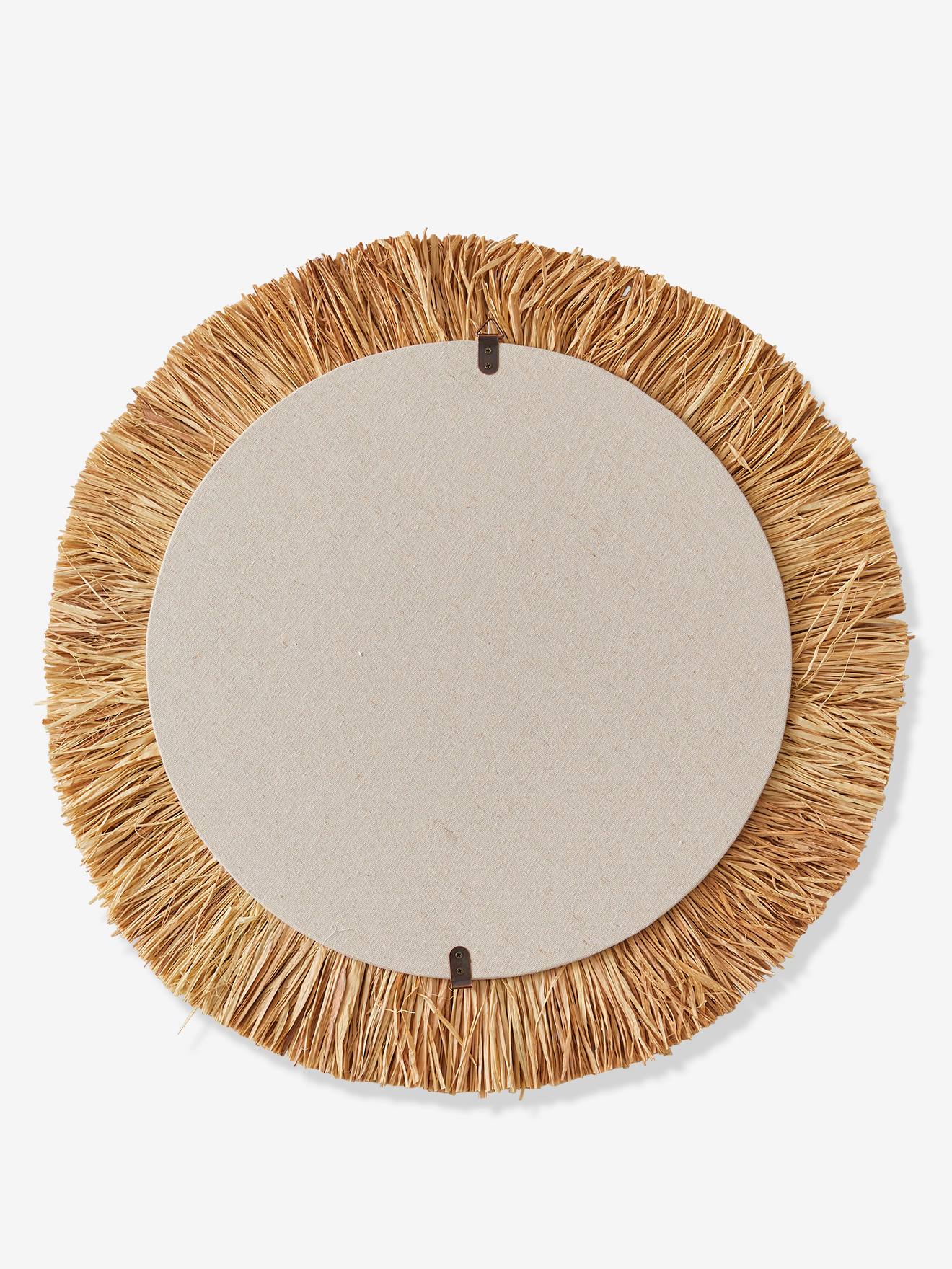 Vertbaudet Kinderzimmer XL Spiegel LÖWE aus Naturbast und Rattan - braun