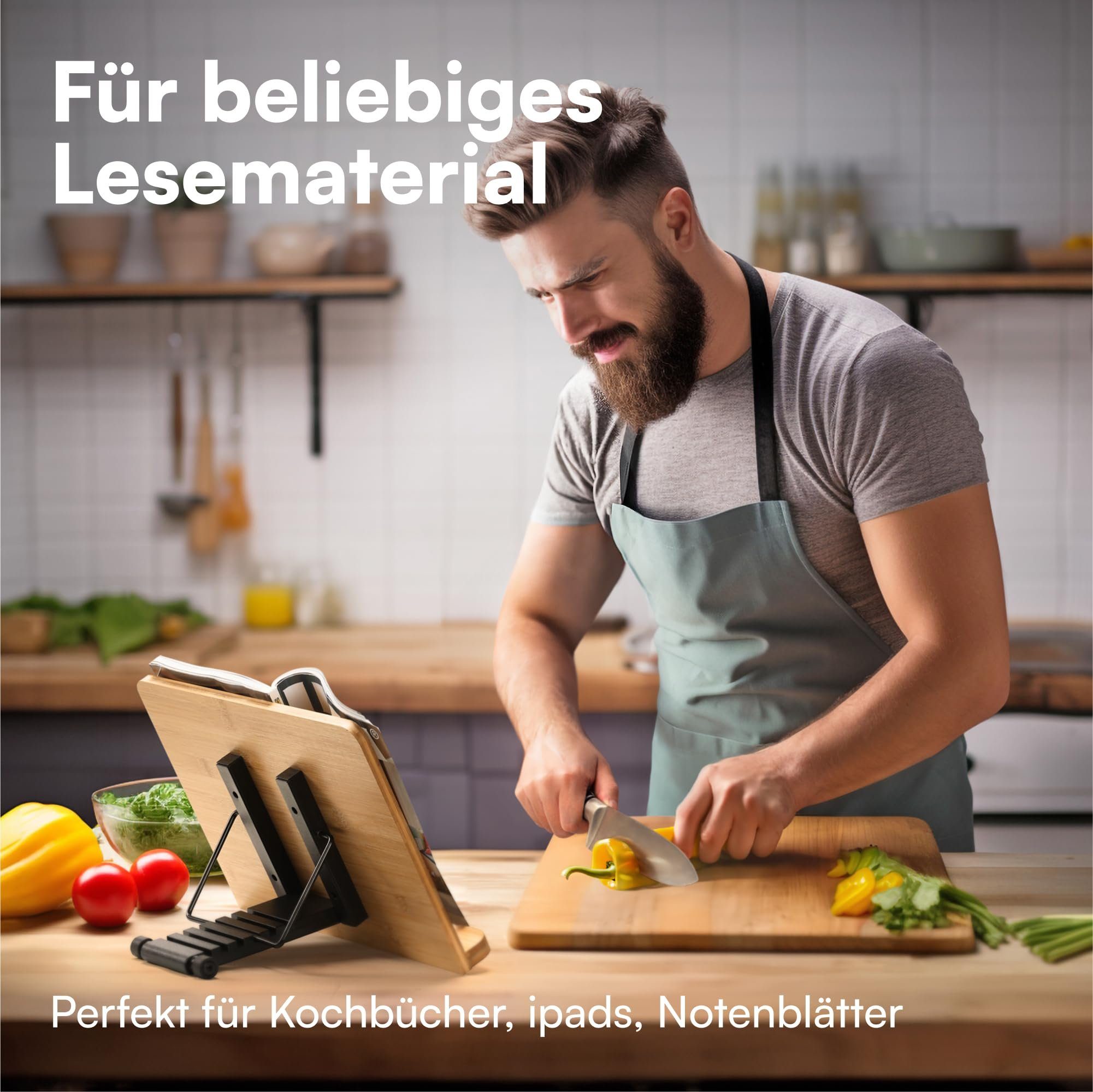 H&S Zeitungsständer Klappbarer Buchständer aus Bambusholz für Kinder, Faltbarer Bambus-Holz Buchständer für Kinder