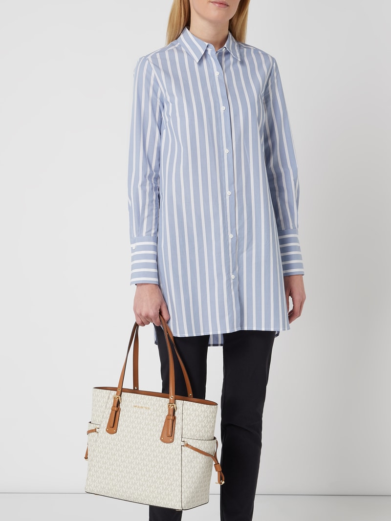 Shopper mit Logo-Muster in beige