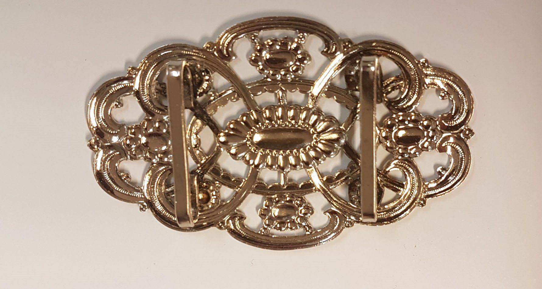 Pezzo D'oro Gürtelschnalle Dirndlspangerl oval,Schleifenspangerl, antiksilber, Dirndlschnalle, Schürzenspangerl