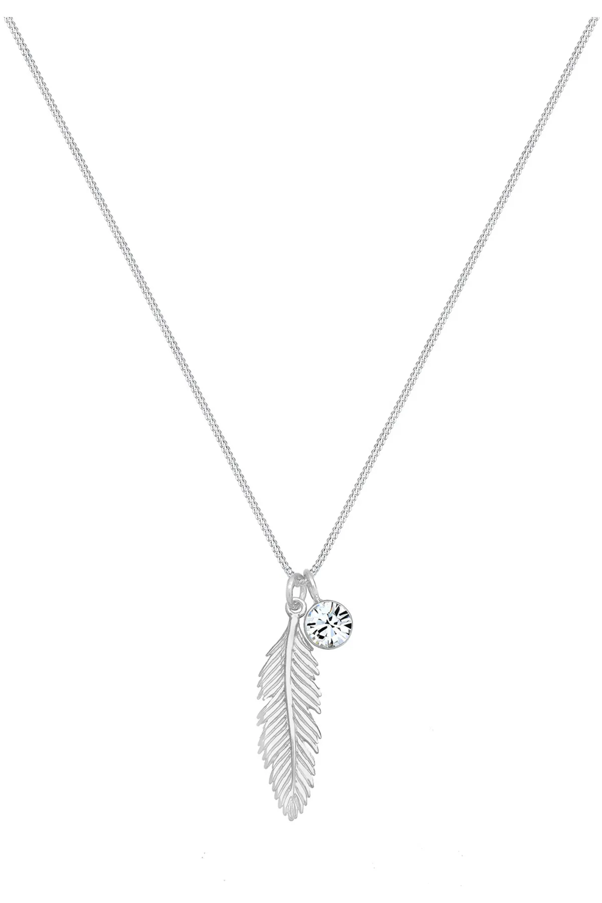 ELLI  Halskette Feder Boho Kristall 925 Sterling Silber