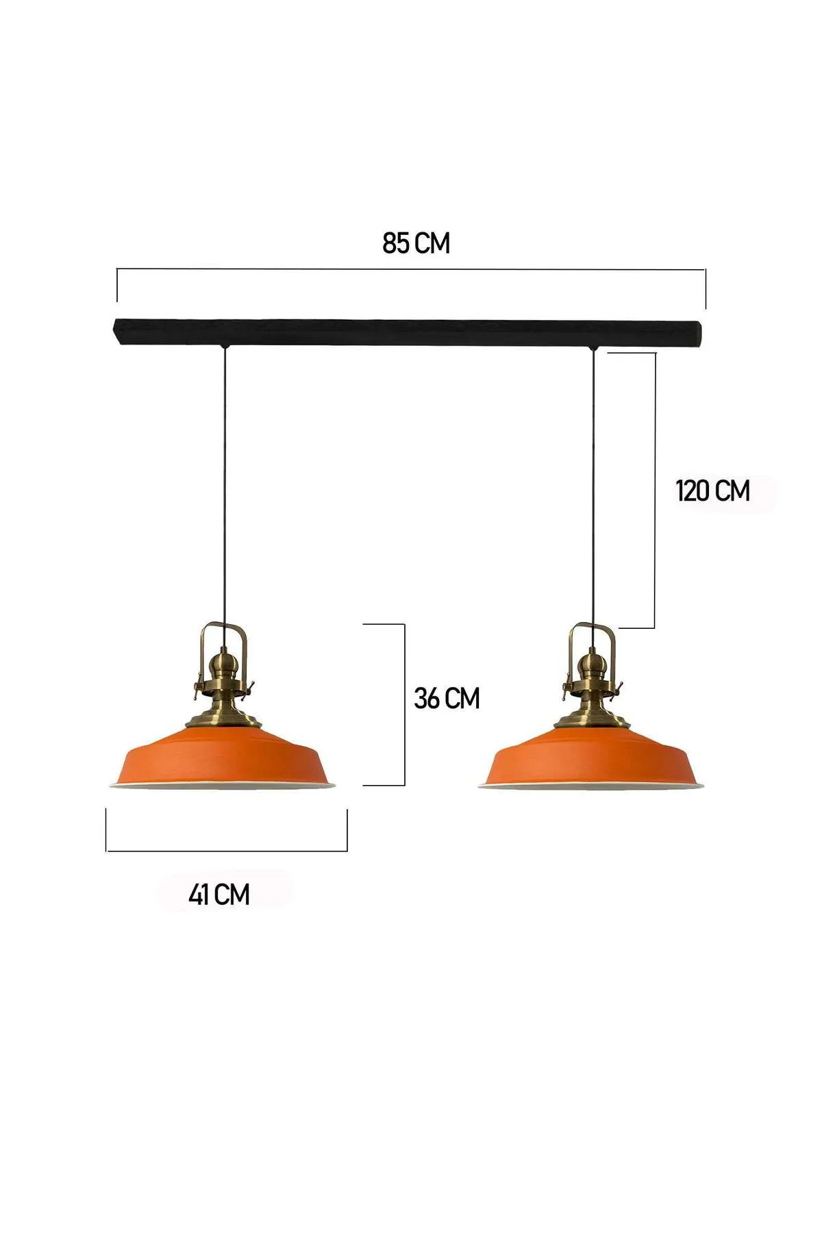 Bamyum  Pendelleuchte Asletl, 2-flammig Metall 41 cm, Orange Lampe