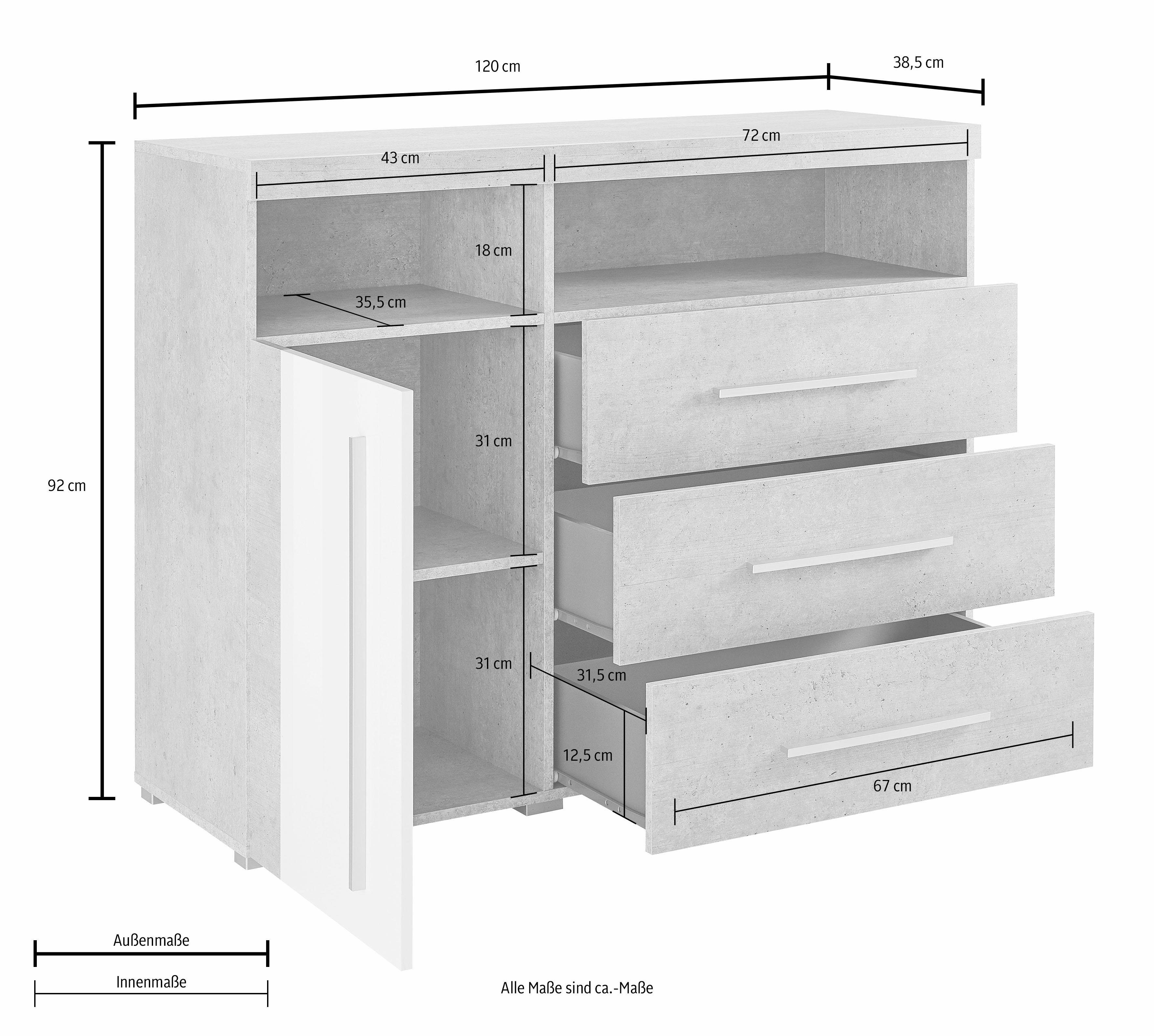 Helvetia Sideboard Roger, Breite 120 cm