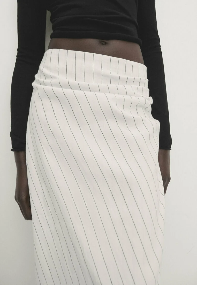 Massimo Dutti MIDI DETALLE RAYAS - Falda Cruzada