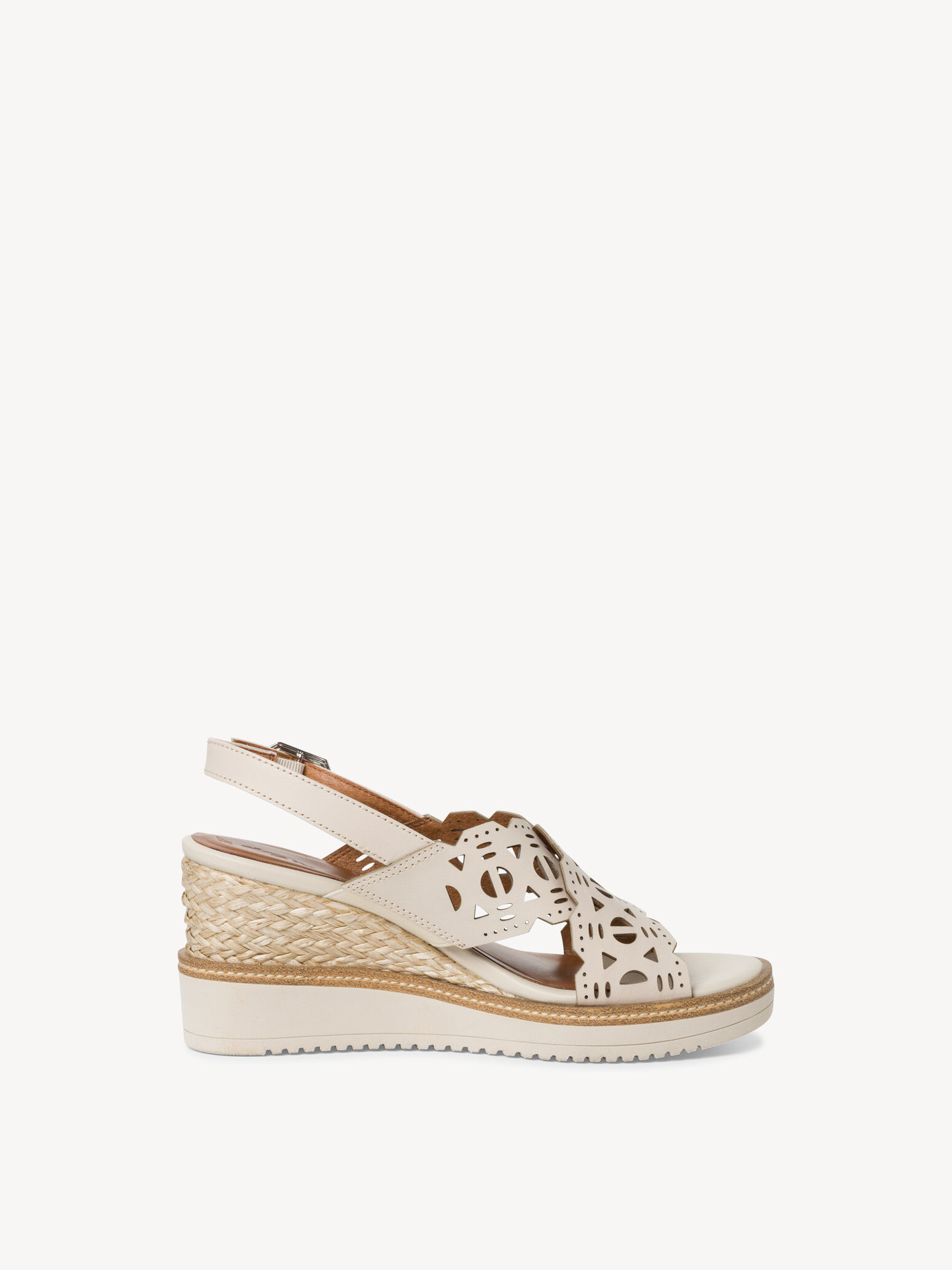 Sandale à talon en cuir - beige