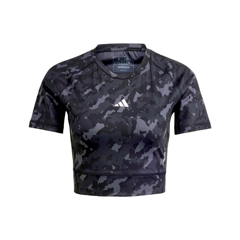 adidas Techfit Camo Print Crop Training T-Shirt Croptop Damen