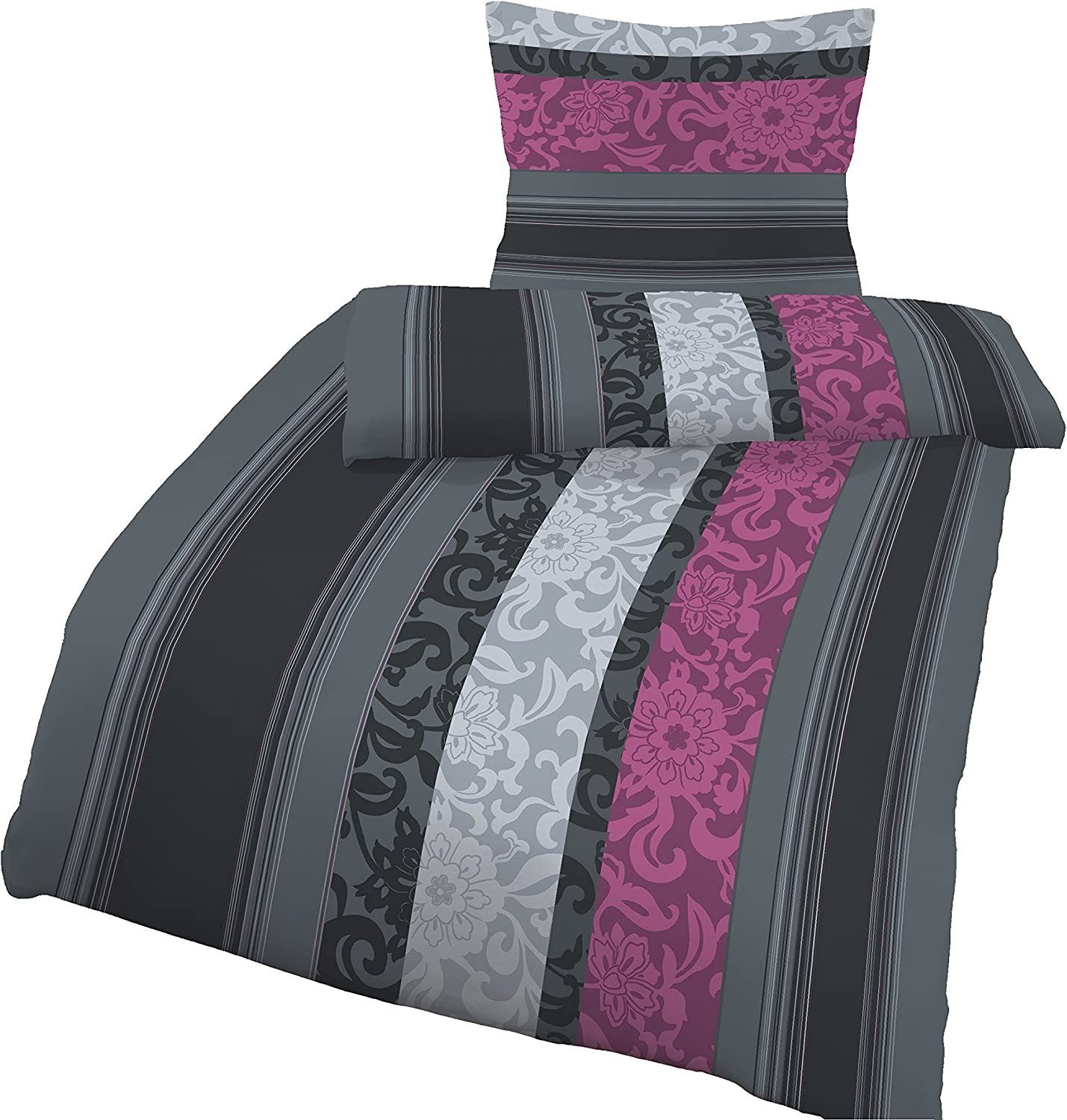 Bettwäsche Biber Bettwäsche Barock Beere anthrazit, soma, Biber, 2 teilig, biber bettwäsche 155x220 warm sale Weihnachten bieberbaumwolle