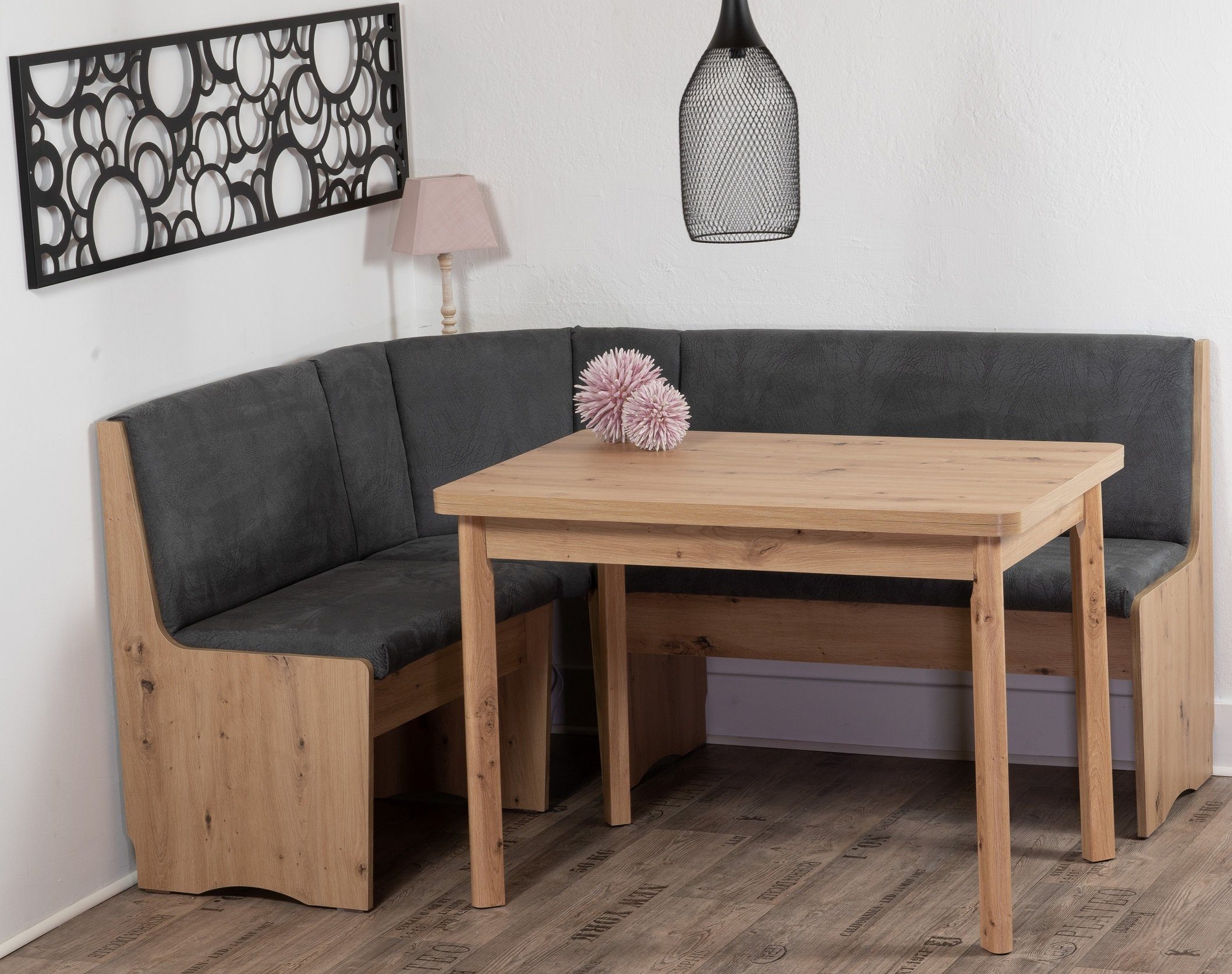 Stolebaenk Eckbankgruppe Duisburg Artisan Titanic Duisburg PE/MA, (Eckbankset, 1 x Eckbank, 1 x Tisch, 2 x Stuhl)