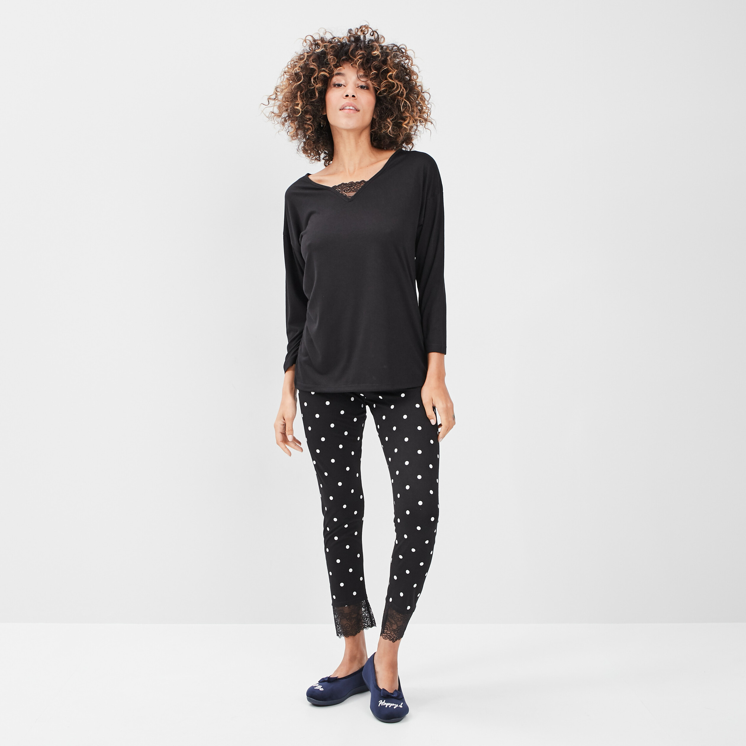 Ensemble pyjama 2 pièces noir femme | La Halle