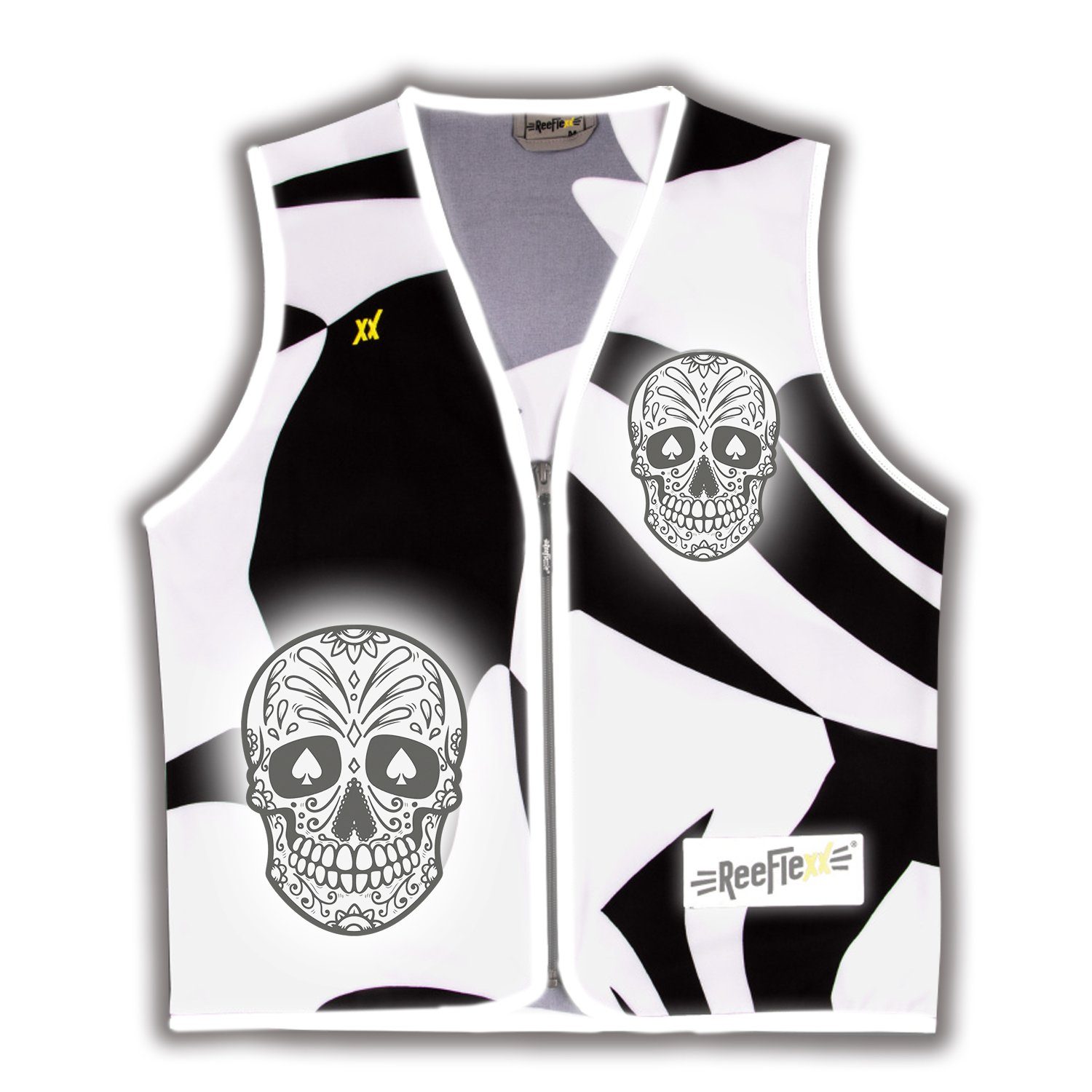 ReeFlexx Warnweste Black White Skull - Herrenwarnweste