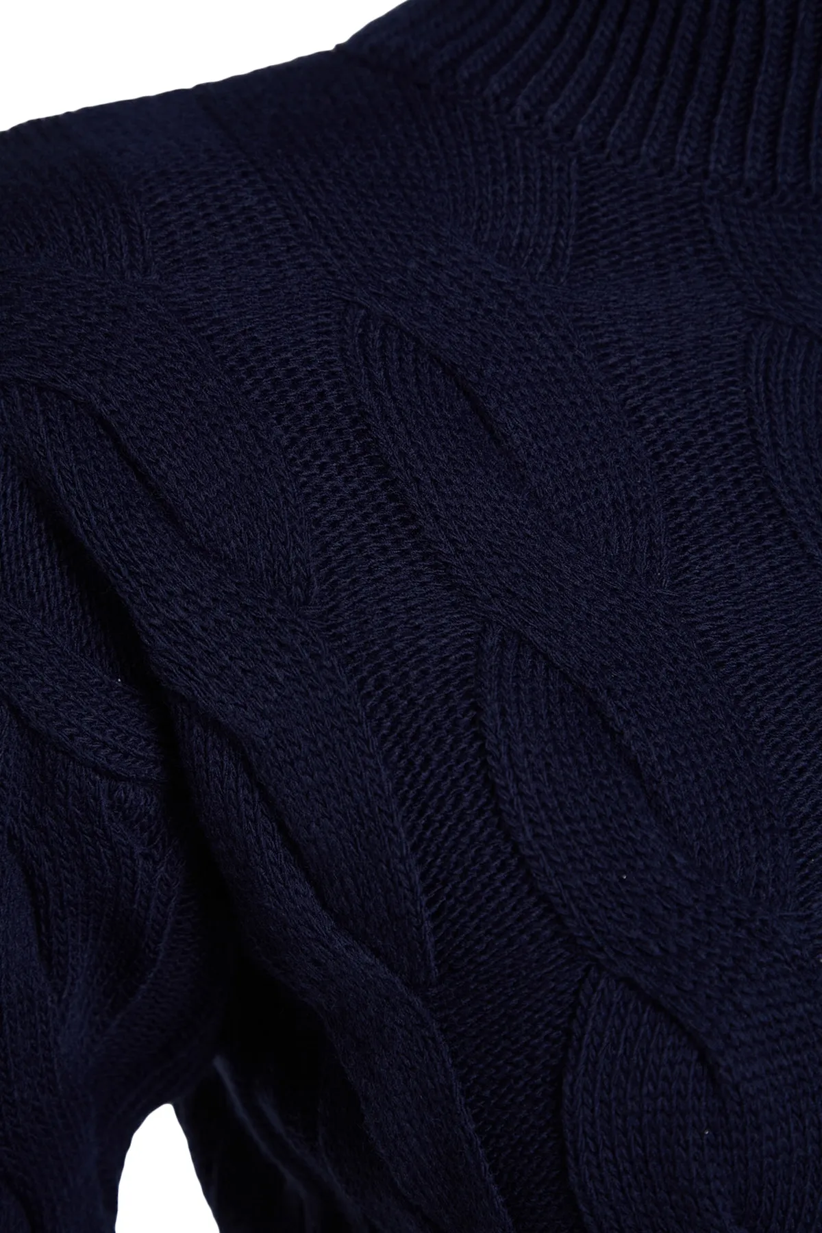 Trendyol Collection  Marineblaues, kurzes Strickoberteil und -unterteil mit Stehkragen, Set TWOAW24AU00049