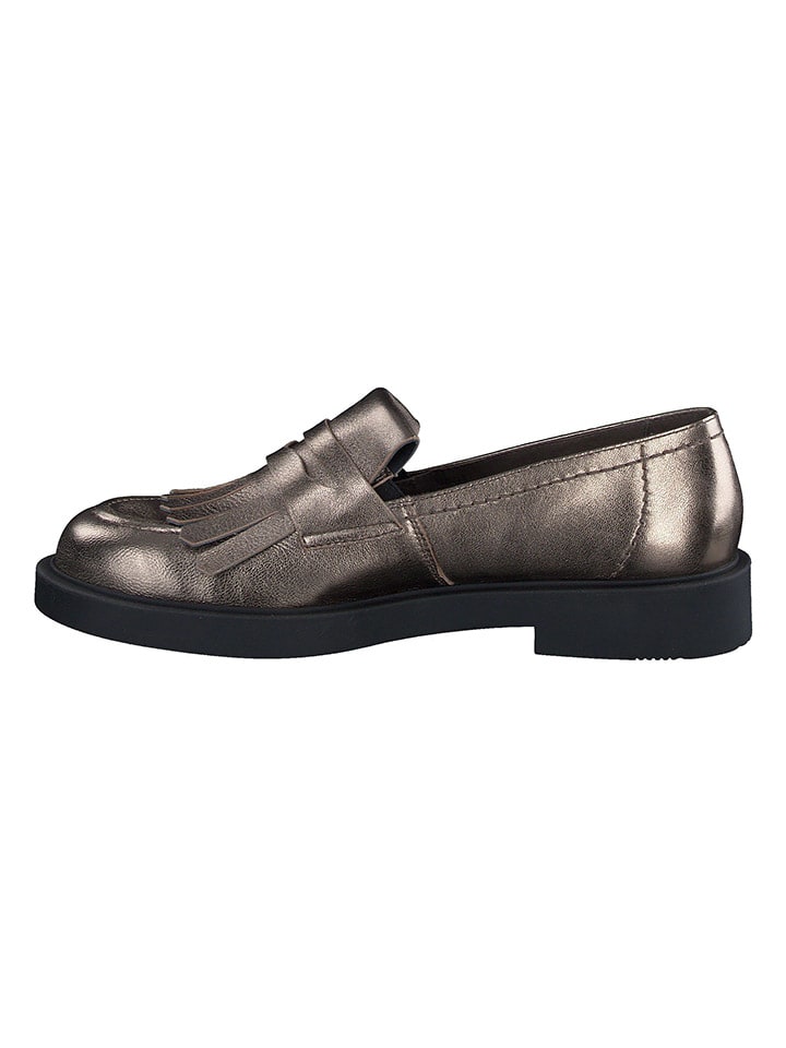 Paul Green Leder-Slipper  in Braun/ Gold günstig kaufen