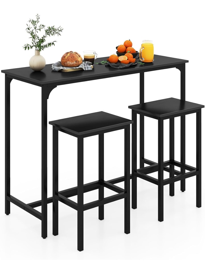 COSTWAY Bartisch mit Barhocker Set in Schwarz günstig kaufen onesize