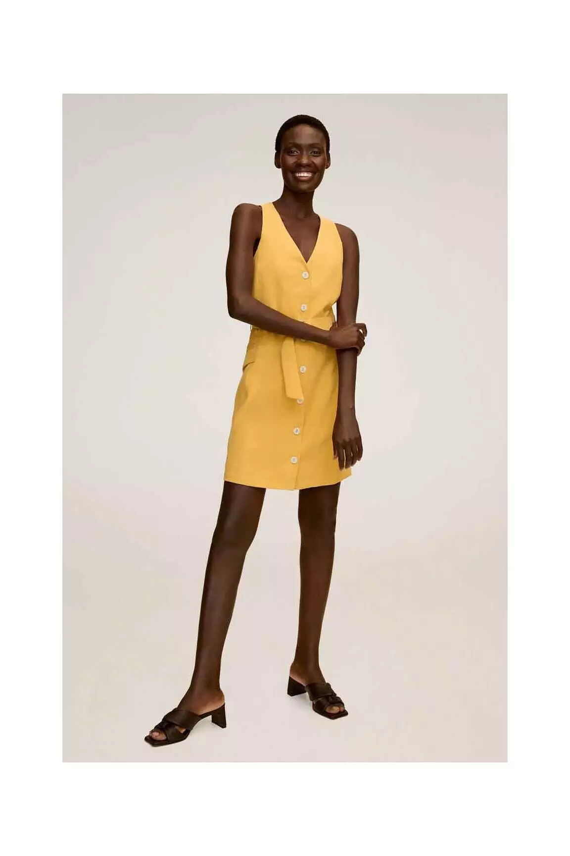 Mango Robes Mi Longues Femme couleur jaune