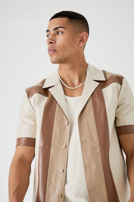 Pu Colourblock Stripe Shirt