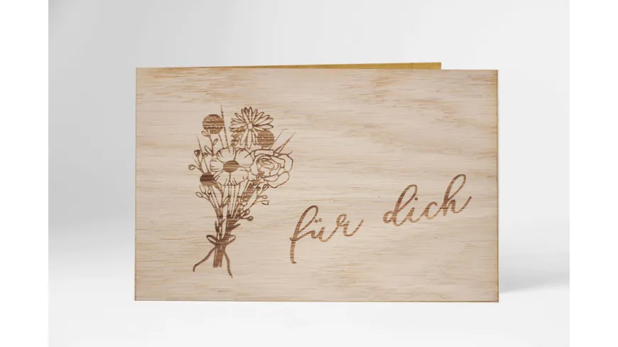 Original Holzgrußkarte - Blumen für dich