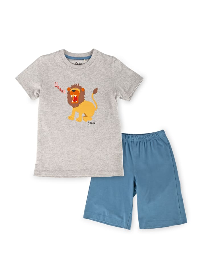 Sigikid Shorty Pyjama Kinder Schlafanzug in grau/blau günstig kaufen