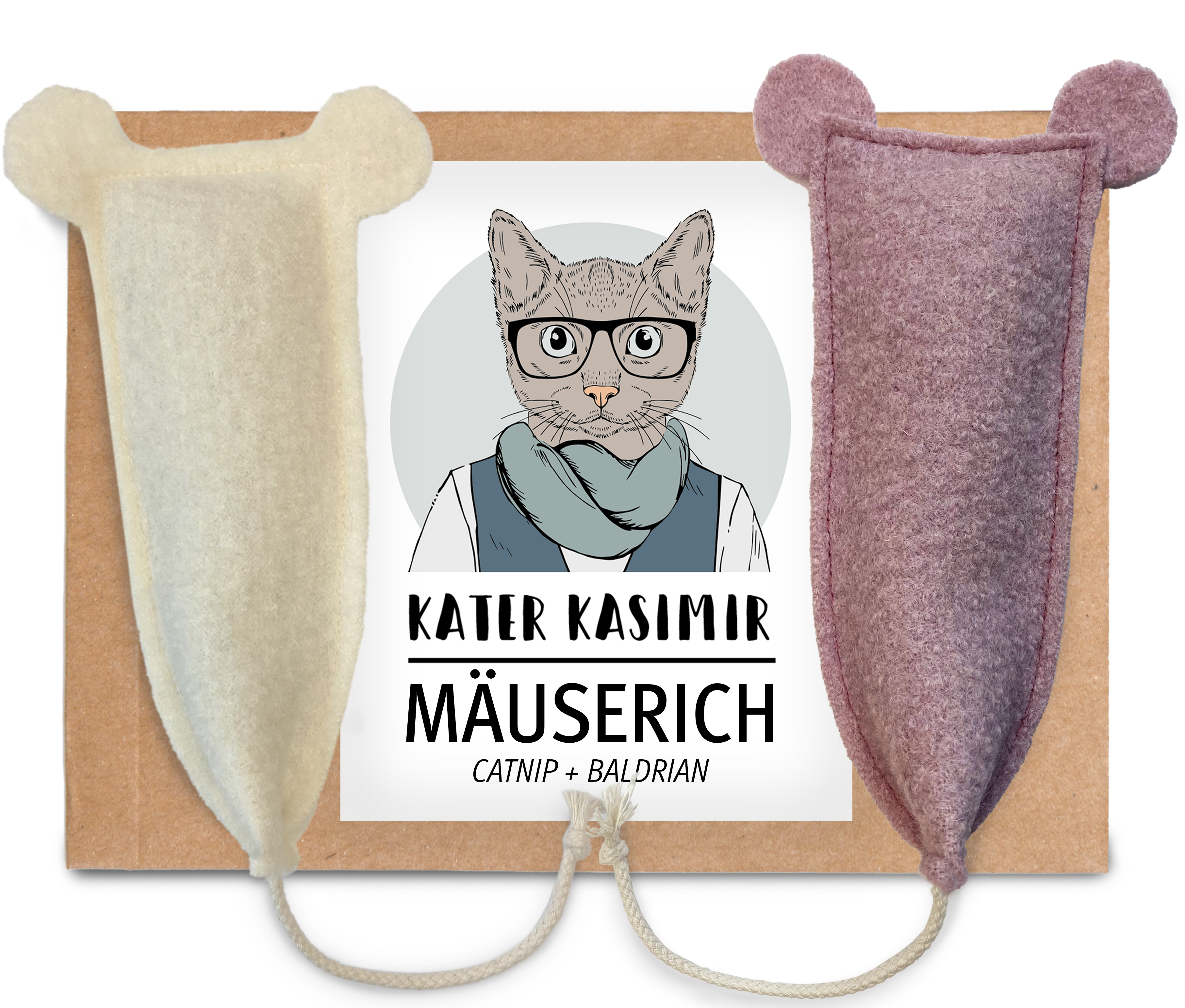 Kater Kasimir Spielmäuse & Bälle Kater Kasimir 2 XL handgemachte Spielmäuse aus echtem Wollfilz mit Katzenminze und Baldrianwurzel