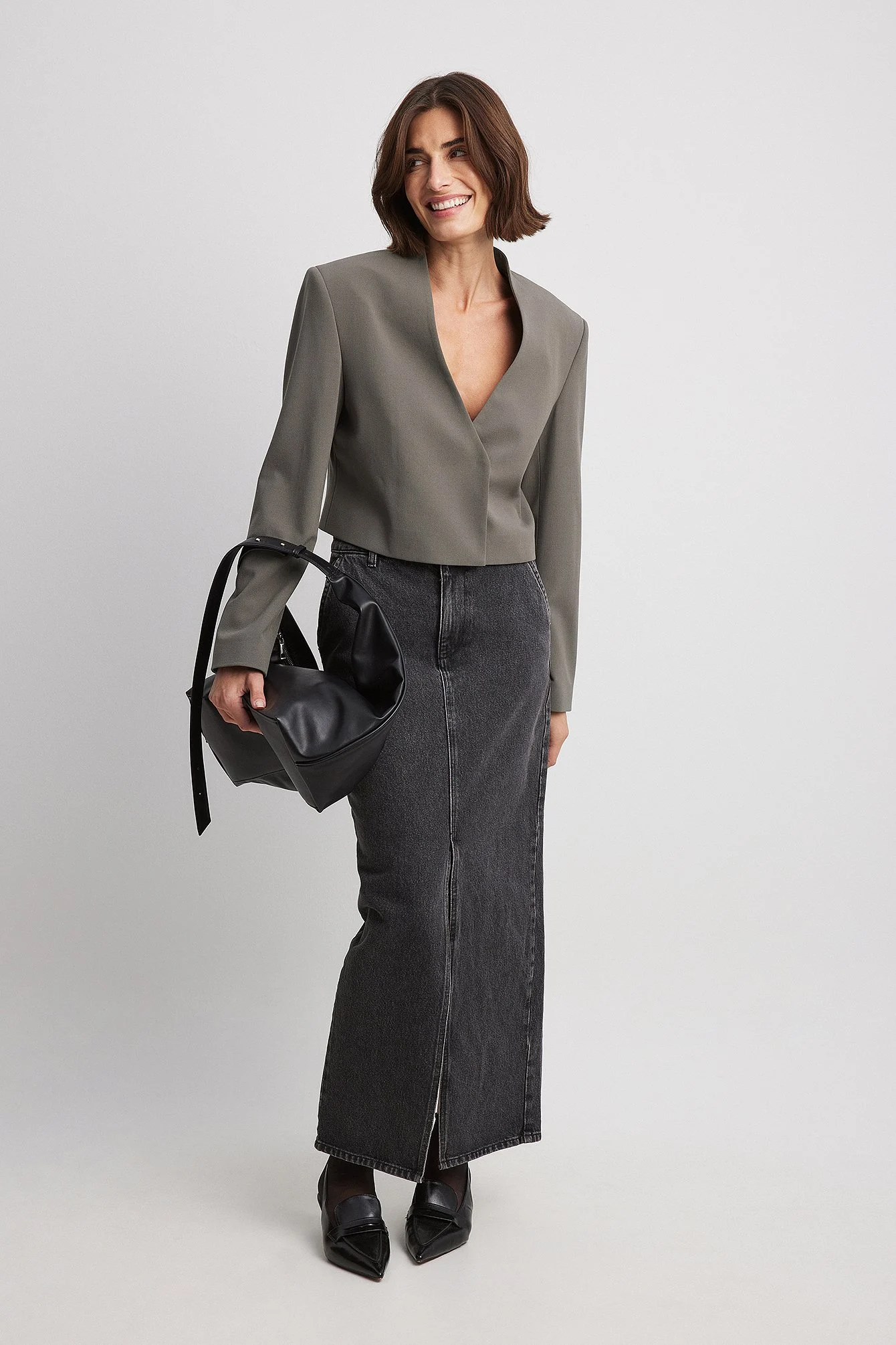Crop-Blazer mit Wickeldetail