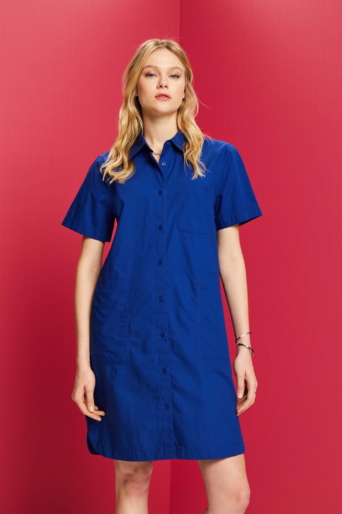 Hemdblusenkleid in Mini-Länge, 100 % Baumwolle