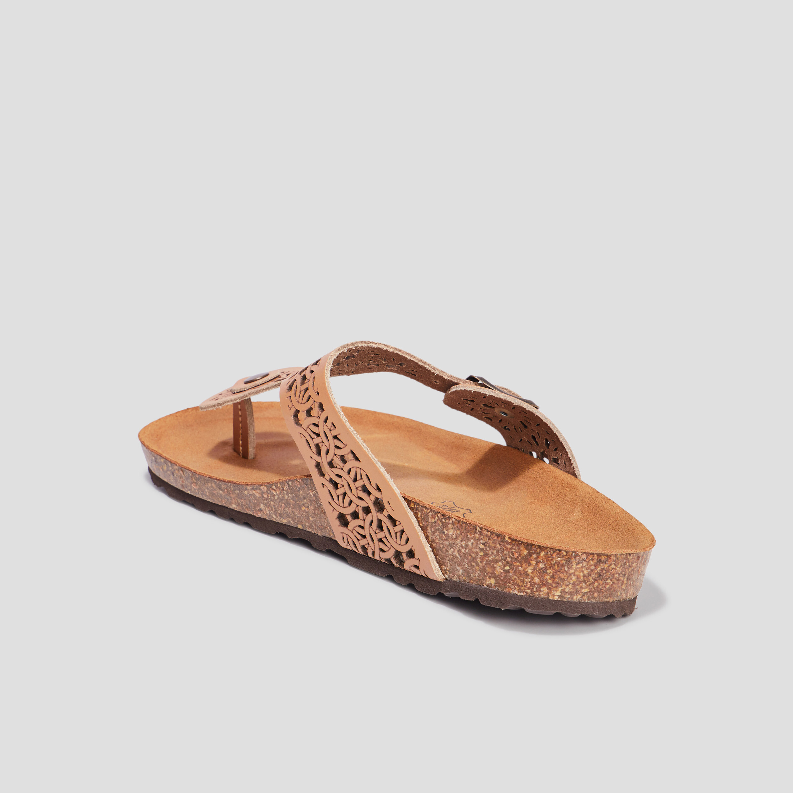Mules détails ajourés en cuir Creeks marron femme | La Halle
