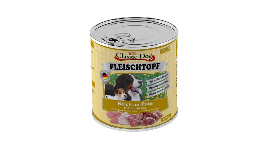 Classic Dog Hundenassfutter Dose Fleischtopf Adult Reich an Pute 800 g