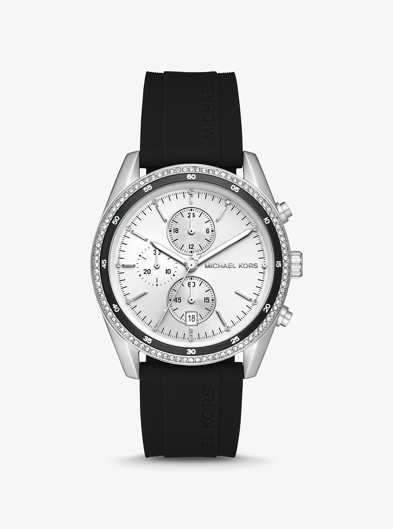 Oversized Hadyn Pavé Silver-Tone Watch - BLACK