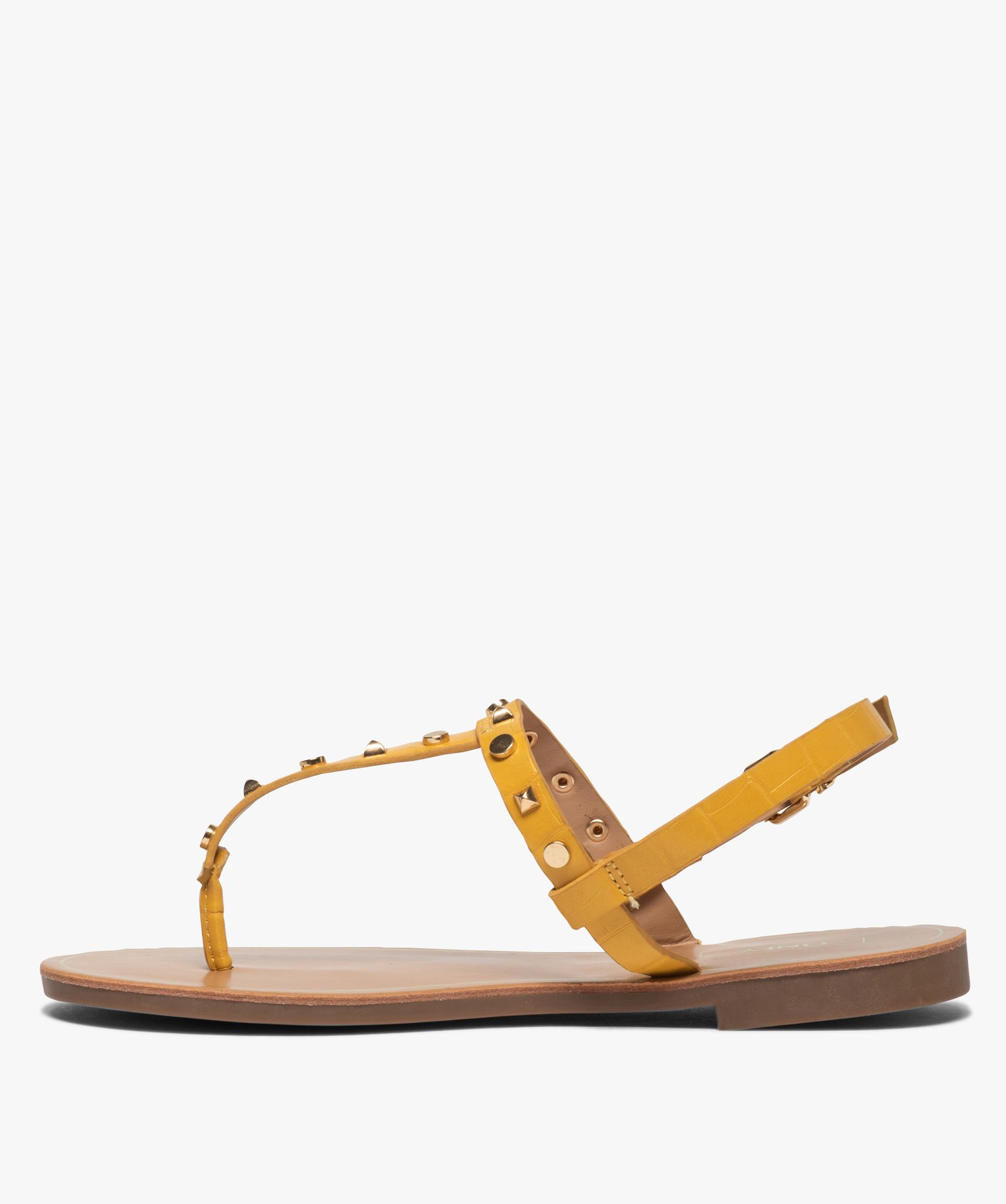 Sandales femme à entre-doigts avec clous décoratifs - Only jaune | GEMO