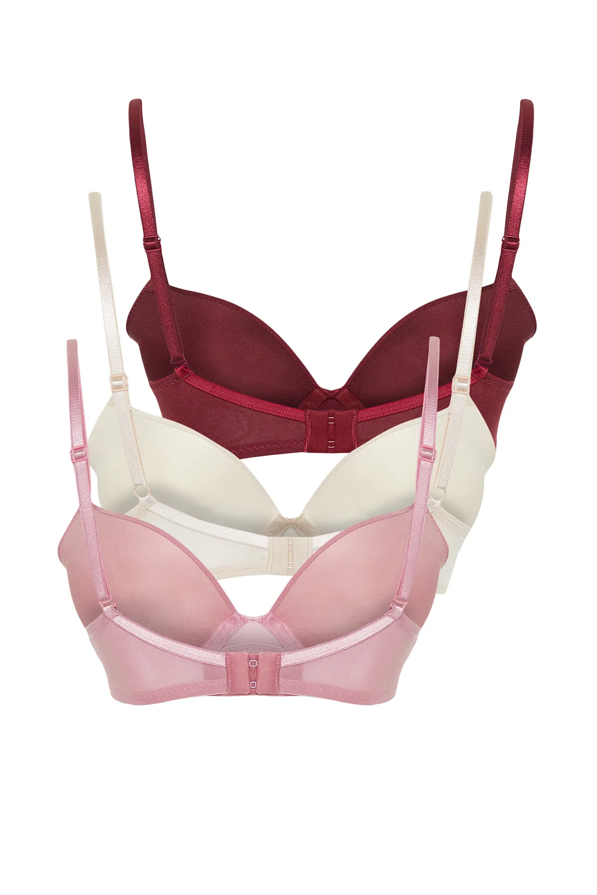 Trendyol Collection  Zehnfarbiger 3er-Pack Push-Up-T-Shirt-BH aus Polyamid mit String-Trägern, Strick-BH THMSS24SU00053