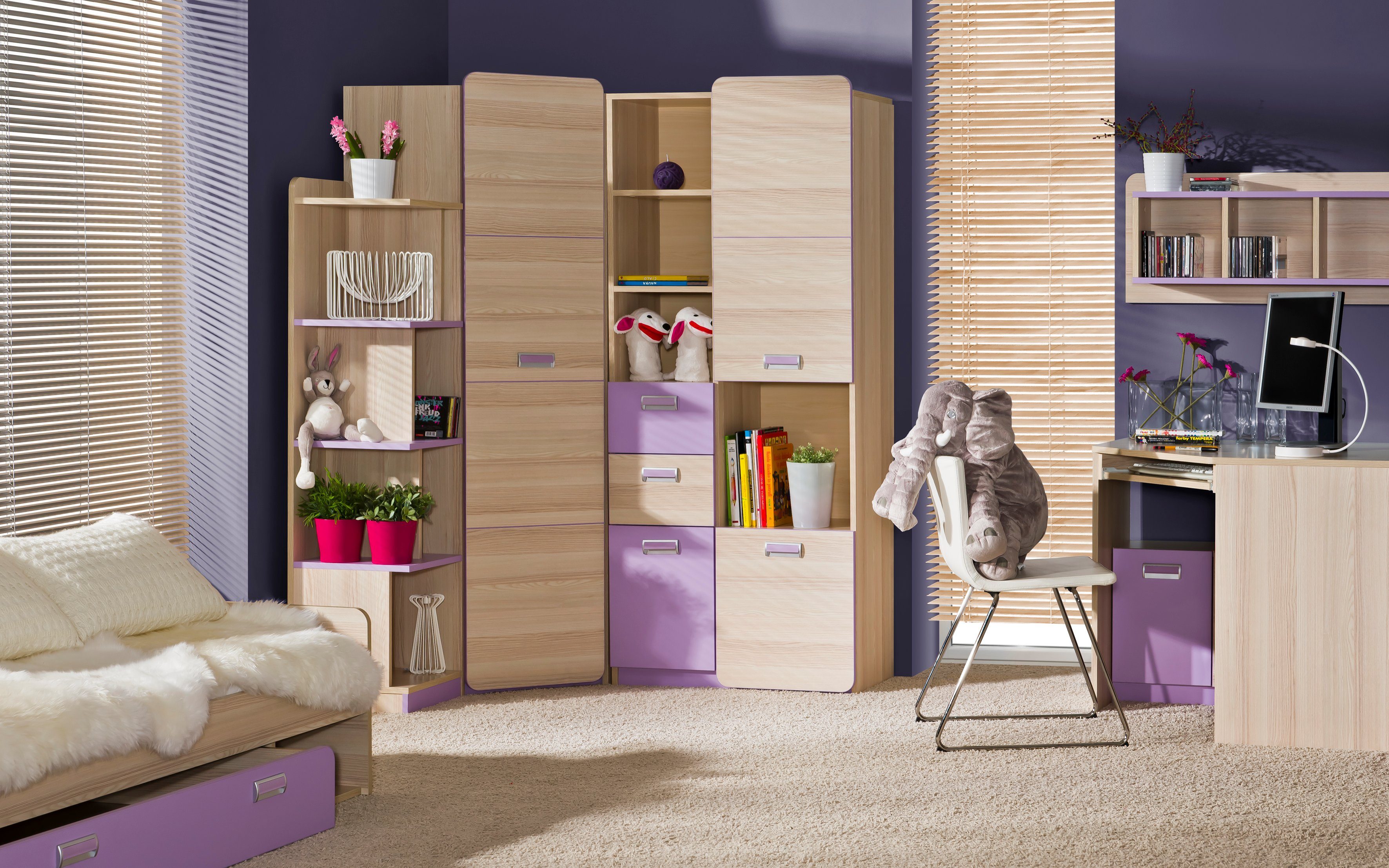 möbel-direkt.de Jugendzimmer-Set Lorento, (Komplett Set, 6-St., in verschiedenen Zusammenstellungen und Farben wählbar), ABS laminiert