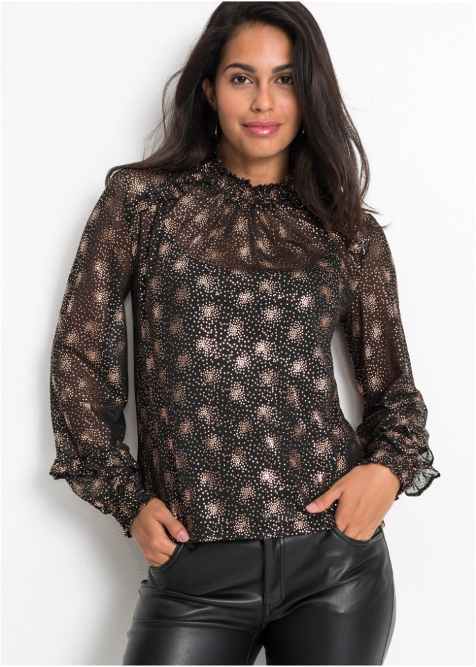 Mesh-Shirt mit Folienprint