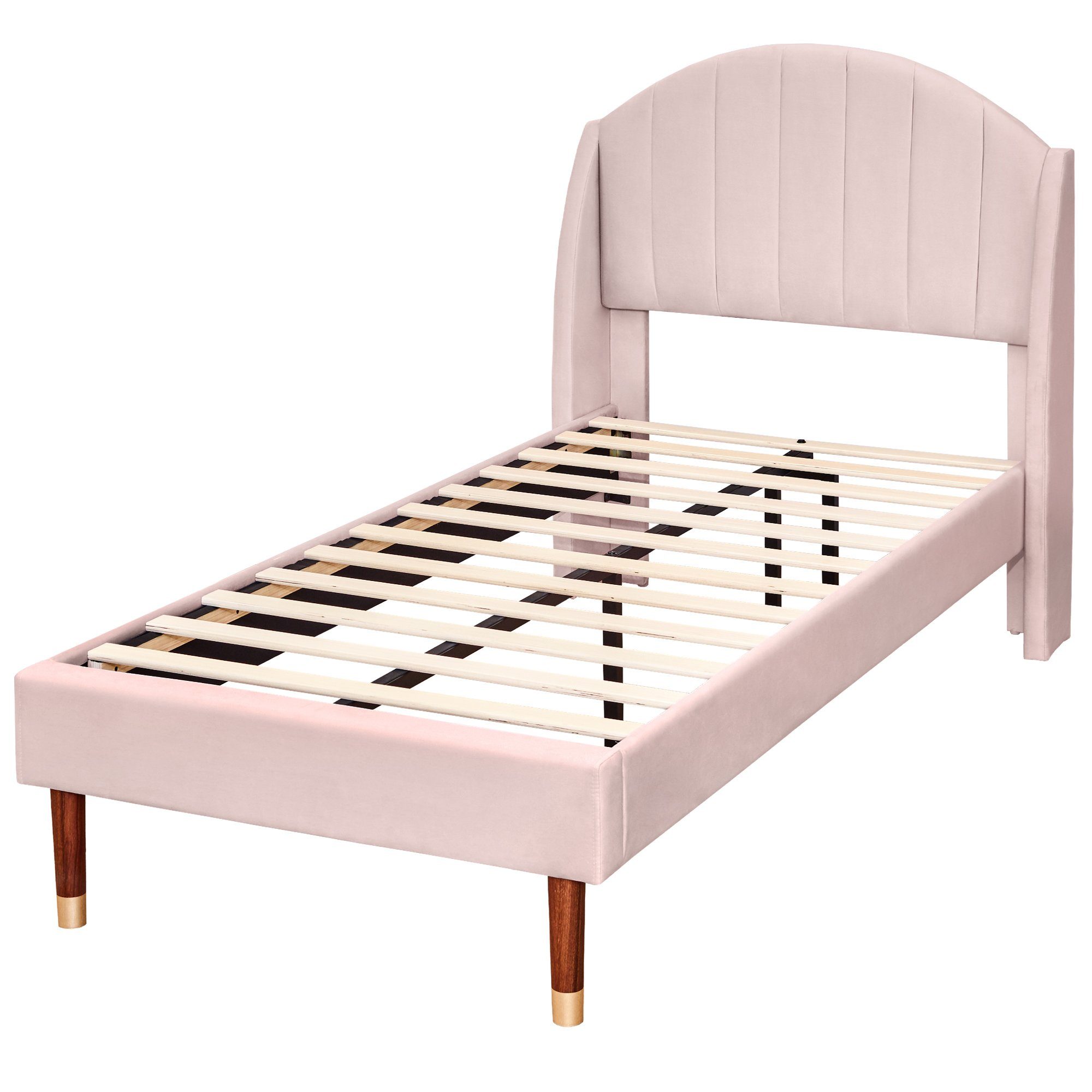 HAUSS SPLOE Polsterbett Polsterbett Einzelbett Funktionsbett Bettrahmen Jugendbett Kinderbett (90*200 mit Lattenrost und Kopfteil ohne Matratze), Holzlattenunterstützung, Einfache Montage