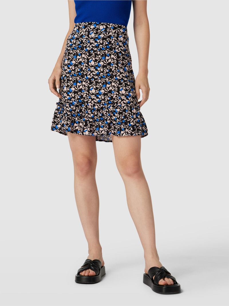 Knielanger Rock mit Allover-Print Modell 'CELINA' in schwarz