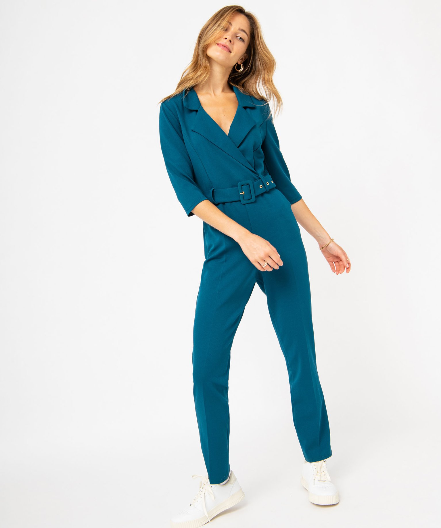 Combinaison pantalon avec col tailleur femme kaki | GEMO