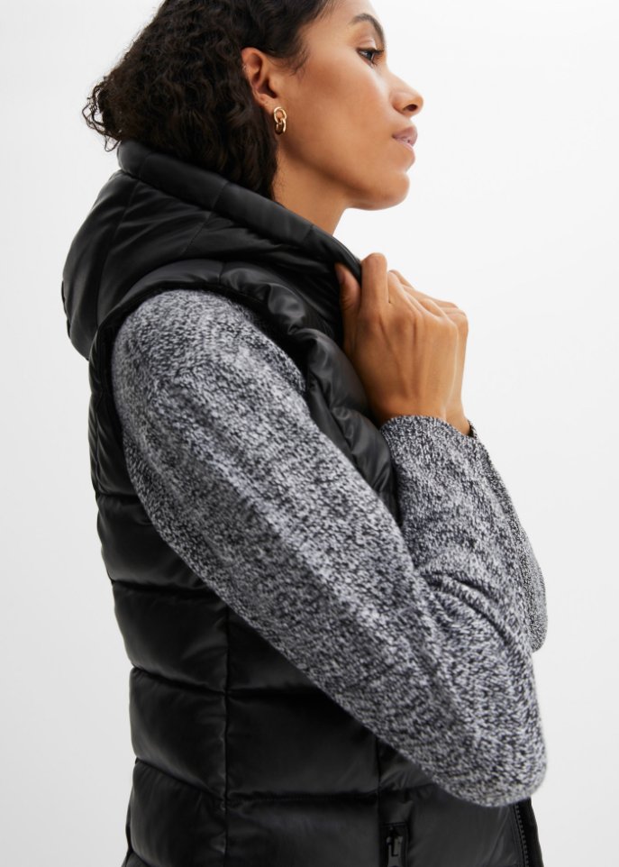 Strick-Pullover mit Rundhals-Ausschnitt in Melange